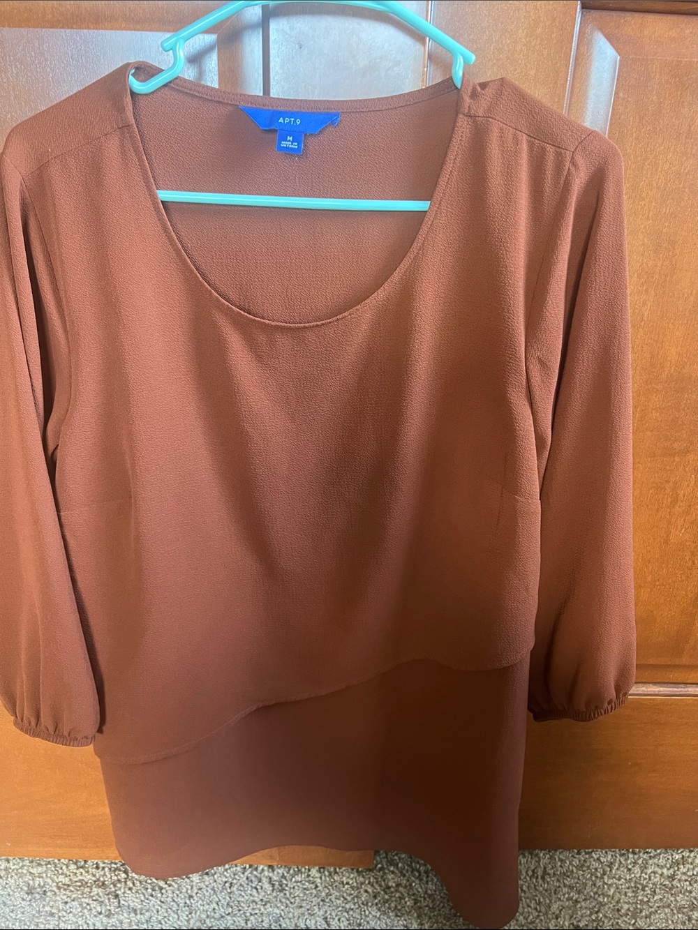 Apt. 9 Rust Brown Layered Scoop-Neck Long-Sleeve shirt